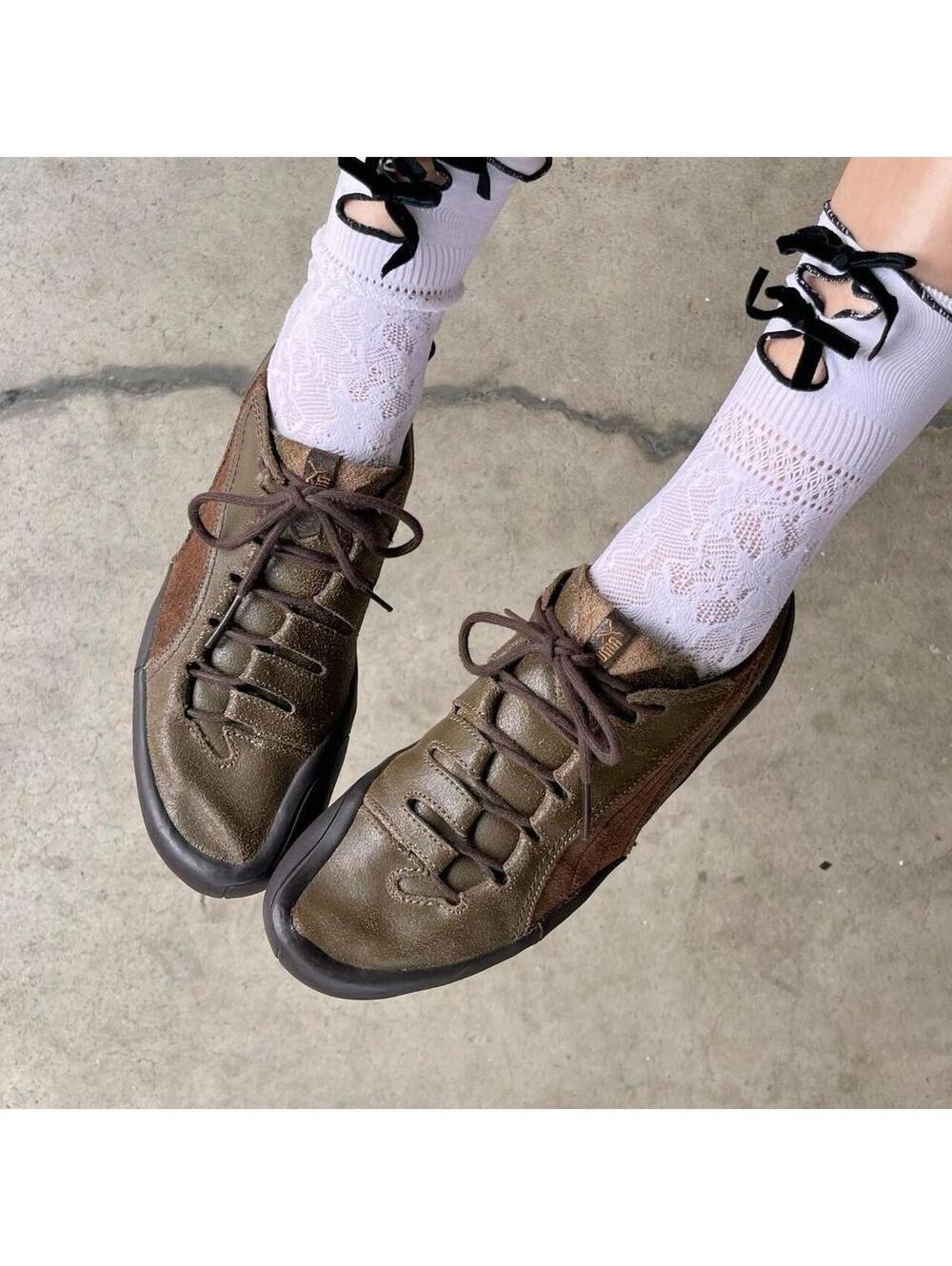 Rare unisex Puma distressed olive leather Climbing lowtop sneakers M 6.5 W US 8